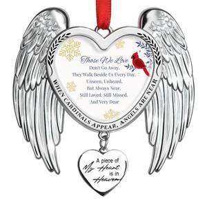 lot 56302 image: Memorial Angel Wings Christmas Ornament - Cardinal Ornament, Memorial Gift for Loss of Loved One