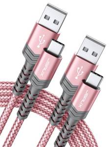 lot 56319 image: USB-C to USB A Cable 3.1A Fast Charging 2-Pack 6.6ft, JSAUX iPhone 15 USB Type C Charger Cord Compatible with iPhone 1515 Plus15 Pro15 Pro Max, Samsung Galaxy S20 S10 S9, Note 20 10, LG G8 G7-Pink - Retail $12