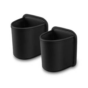 lot 56345 image: 2 Pack Clip On Cup Holder for Car Door Organizer Seat Automotive Extra Drink Coffee Holders Premium PU Leather Black - Retail $18