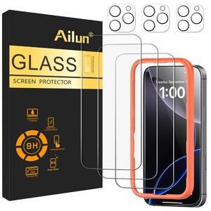 lot 56371 image: 3 Pack Screen Protector for iPhone 16 Pro Max 6.9 inch  3 Pack Camera Lens Protector with Installation Frame, Case Friendly Tempered Glass Film9H HardnessNot for iPhone 16e1616 ProPlus - Retail $8