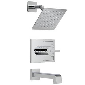 lot 56472 image: Shower Faucet Set, Tub Shower Faucet with 6-Inch Rainfall Shower Head and Tub Spout, Shower Tub Faucet Set Complete (Included Shower Valve), Tub Shower Trim Kit, Polished Chrome - Retail $100