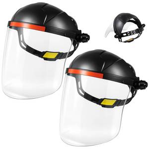 lot 56484 image: 2 Pack Safety Face Mask Shield for Grinding and Cutting Impact Resistant Visor, Upgraded Thickening 3mm Visors, Full Impact Resistant Face Mask, Adjustable Headgear with Sweatband - Retail $30