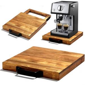 lot 56501 image: Natural Acacia Sliding Tray for Coffee Machine Kitchen Appliance slider Moving Caddy, Appliance Slider, Appliance Rolling Stand Air Fryer Rolling Tray - Retail $40