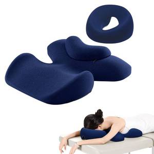 lot 56507 image: Prone Massage Pillow, a Chest and face Support Sleep Pillow, is Suitable for Massage, SPA and Sleep. It Comes with a Removable and Washable Cover, a Non-Slip Bottom (Navy Blue) NEEDS TO BE WASHED. - Retail $44