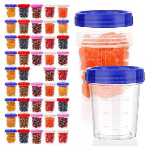 lot 56523 image: 44 Pack 4oz Salad Dressing Container to Go, Small Containers with Lids Leakproof Condiment Containers with Screw Lids Reusable Stackable Plastic Dip Sauce Containers - Retail $15