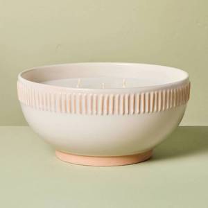 lot 3411 image: Hearth & Hand 5-Wick Rim Stripe Citronella Bowl Candle 42oz
