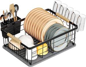 lot 3416 image: Dish Drying Rack 1 Tier with Diatomaceous Earth, Large Capacity