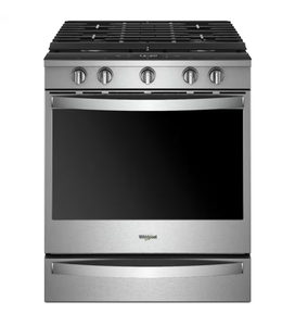 lot 3 image: Whirlpool Stainless Steel Slide-In Gas Range - Retail $2,400