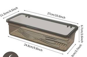 lot 818 image: CONEHOY 2 Pcs Flatware Tray with Lid Large Plastic Drainer Silverware Utensil Clear Drawer Organizer Cutlery Storage Container Box Dinnerware Holder with Cover for Home Kitchen Travel - Retail $27