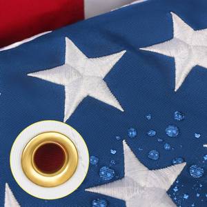 lot 819 image: American Flag 3x5 Ft for Outside, Heavy Duty Nylon US Flag for High Wind, Fade Resistant and Waterproof, Embroidered Stars, Sewn Stripes, Brass Grommets, Reinforced Fly Hem,Durable USA Flag - Retail $16