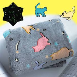 lot 823 image: Best Gift Glow in The Dark Cute Cat Throw Blankets with Storage Bag, Kids Blanket Soft Throw Blankets for Girls Boys, Birthday, Day Care Home Travel Use,50x60 Grey - Retail $13