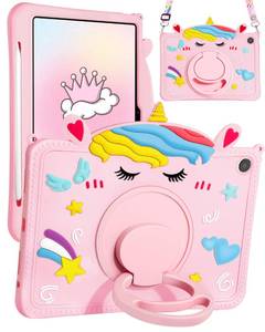 lot 848 image: Gurgitat for Galaxy Tab A8 Cases - with Pen Holder Cute Cartoon Unicorn Silicone Cover with Rotating Stand & Strap Girly Teens Girls for Samsung Galaxy Tablet A8 10.5 Cases - Retail $19