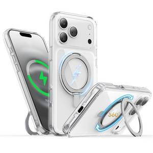 lot 852 image: Niunisi for iPhone 17 Pro Case 6.3-Inch with Magnetic 360° Ring Stand Compatible with MagSafe Crystal Clear Shockproof Protective Phone Cover 6.3 2025, Clear - Retail $25