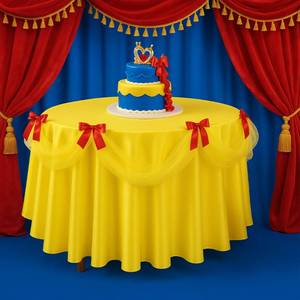 lot 860 image: FoldTier 12 Pcs Princess Tablecloth,120 Inch Round Tablecloth Tulle Tutu Ruffled Table Skirt Bow Rose Flower for Wedding Birthday Baby Shower Bridal Party(Bow,Princess Yellow) - Retail $20