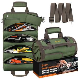 lot 865 image: Tool Bag Roll Up, UUP Heavy Duty Portable Soft Tool Storage, Foldable Empty Rollup Organizer with Small Pockets, Official Rollable Toolbag, Father Day Gifts for Him Dad Men Mechanic Welding, Green - Retail $24