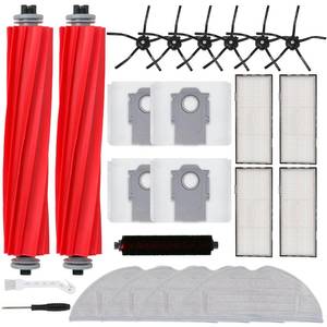 lot 878 image: 23 PCS Accessories Kit for Roborock S7 MaxV Ultra Robot Vacuum Cleaner, Replacement Parts Include 2 Main Brushes, 1 High-Speed Cleaning Brush, 6 Mop Pads, 4 Dust Bags, 6 Side Brushes, 4 Filters - Retail $26