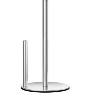 lot 897 image: Chinpakden Stainless Steel Paper Towel Holder Stand for Kitchen Countertop and Bathroom, Upright Kitchen Paper Towel Holder for Large and Standard Rolls(Silver) - Retail $7