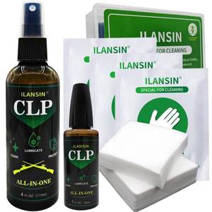 lot 913 image: ILANSIN Universal CLP Gun Lubrication (4 oz Spray & 1 oz Needle),Multi-Purpose Gun Cleaner, Oil Cleaning Kit,All in One Cleaner, Cleaning-Lubricant-Protectorlint Free PatchesOil Resistant Gloves - Retail $12