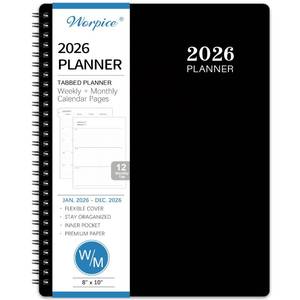 lot 916 image: 2026-2027 Planner - 8�� � 10��, 2026 Planner Weekly and Monthly, from JAN to DEC 2026, Premium Paper, Twin-wire Binding, Check Box, Coated Monthly Tabs, for Productive Life - Retail $3