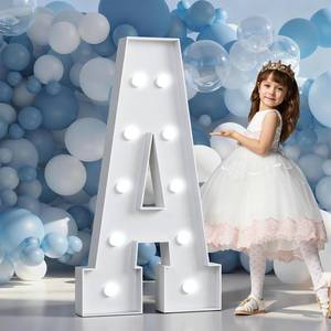 lot 918 image: Marquee Letters 4 Feet Tall Large Light Up Letters Baby Shower Decorations Wedding Engagement Proposal White Party Decorations Marry Me Sign Big Cardboard Backdrop A - Retail $18