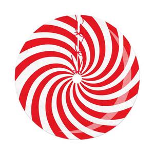 lot 924 image: Christmas Tree Skirt 48 Inch Red and White Swirl Xmas Tree Skirts Candy Cane Sweet Lollipop Tree Mat Ornaments for Home Holiday Party - Retail $13