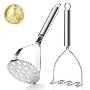 lot 936 image: ReaNea Potato Masher Stainless Steel 2pcs, Mashed Potato Masher Kitchen Tool, Durable Mash Potatoes Masher Kitchen Utensils, Kitchen Gadgets Easy to Clean - Retail $10