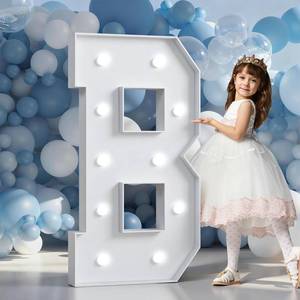 lot 945 image: Marquee Letters 4 Feet Tall Large Light Up Letters Baby Shower Decorations Wedding Engagement Happy birthday White Party Decorations Big Cardboard Backdrop B - Retail $37