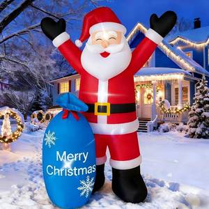 lot 947 image: 8Ft Christmas Decorations Outdoor Inflatables Giant Santa Claus Carrying a Blue Bag, Blow Up Built-in LED Lights for Party Outdoor Garden Indoor Yard Lawn
