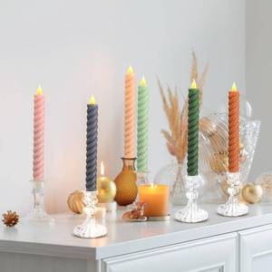 lot 948 image: Baquler 6 Pcs Easter Flameless Taper Candle Twisted 9.65 in Spring Colorful Taper Candles Battery Operated Pastel Spiral Candlestick LED for Wedding Birthday Easter Home Party Holiday Dinner Fireplace - Retail $29