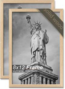 lot 953 image: skyDrama Natural Solid Wood 8x12 Picture Frame, Display 8 x 12 Inch Picture Poster Photo, Vertical & Horizontal Wall Hanging - 2 PackNatural8x12 - Retail $10