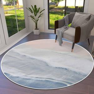 lot 966 image: DecorLovee Navy Blue Summer Beach Round Area Rugs 5ft - Soft Area Rug for Kids Room, Coastal Nautical Ocean Seaside Washable Living Room Circle Rugs, Non-Shedding Residential Bedroom Carpet Floor Mat - Retail $21