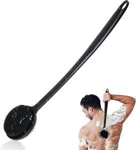 lot 975 image: Silicone Back Scrubber for Shower, 17in Lengthen Long Handle Body Brush, Double Sided Shower Brush for Shower Exfoliating and Massage Can Produce Rich Foam, Long Handle Back Scrubber for Men - Retail $13