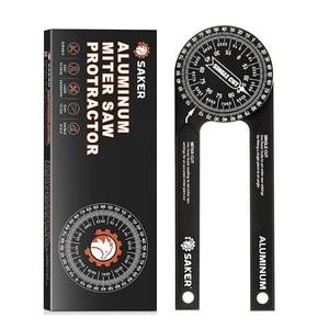lot 980 image: Saker Miter Saw Protractor7-Inch Aluminum Protractor Angle Finder Featuring Precision Laser-Inside & Outside Miter Angle Finder for Carpenters, Plumbers and All Building Trades (Black) - Retail $24