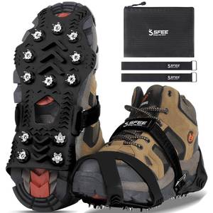 lot 993 image: Sfee Crampons for Winter Boots, Upgraded Ice Cleats Stainless Steel Women Men Anti Slip Ice Traction Cleats Grips with Straps, Perfect for Hiking, Walking, Climbing, Ice Fishing(XL) - Retail $24