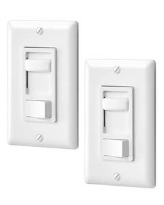 lot 998 image: DEWENWILS Dimmer Switch for LED Lights, 600W IncandescentHalogen and 150W CFLLED, Single-Pole or 3-Way Dimmer Light Switch, ETL �� cUL Listed, White, 2 Packs - Retail $22