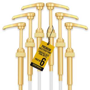 lot 1000 image: 6 pack Coffee Syrup Pump Dispenser (Gold) - Compatible with Torani, Davinci and Skinny Syrup Bottles (750 ml 25.4 oz Bottles) - Retail $8