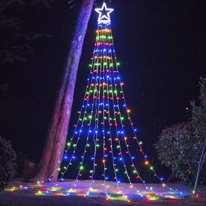 lot 18632 image: PUHONG Christmas Decoration Outdoor Star String Lights, 16.4Ft Christmas Tree Toppers Lights 320 LED 8 Modes with 12 Lighted Star for Halloween Christmas New Year Holiday Birthday (Multicolored) - Retail $22