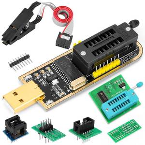 lot 18633 image: EEPROM BIOS USB Programmer Kit CH341A Programmer 1.8V Adapter & SOIC8 Clip & SOP8 to DIP8 Adapter, for 24 25 Series Flash