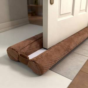 lot 18636 image: Under Door Draft Stopper Door, Sweep Weather Stripping, Double-Sided Windproof Seal Noise Blocker Window Breeze Blocker, Adjustable 30 to 36 Gap Filler, Brown - Retail $19