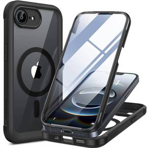 lot 18647 image: Miracase for iPhone 17e & 16e Case, Full-Body Phone with Built-in Glass Screen Protector, Magnetic with MagSafe Military Drop Proof 17 E 16 E Cover Bumper 6.1 inch, Black - Retail $22