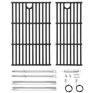 lot 18649 image: Hipoilk Grill Replacement Parts for Charbroil Performance 2 Burner 463630021 463655421 463655021, Cast Iron Grill Grates, G325-0002-W1 Heat Plates, G327-2100-W1 Burners, Igniters, Crossover Tube - Retail $56