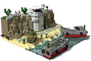 lot 18655 image: Unmanifested for Pieces POCO DIVO Omaha Beach D-Day Normandy Landings WWII Collection Standard Block Toy Building Brick Set, 723 pcs - Retail $40