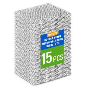 lot 18666 image: MVXMVX 3 Layers Wire Dishwashing Rag 15PCS- Non Scratch Wire Dishcloth Home Essentials-Reusable Steel Wool Scrubber Washcloths,Dish Towels for Kitchen and Dishcloths Set for Pans Sinks & Cookware - Retail $5