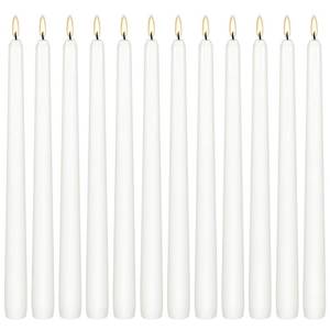 lot 18687 image: 12Pack 10inch White Taper Candles- Dripless, Smokeless and Unscented candle-Long burning 8-9 Hours for home d�cor, Candlesticks, Dinner Table, Halloween,Vigil, Advent, Christmas, Thanksgiving, Kwanzaa - Retail $15