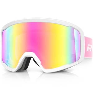 lot 18688 image: RIOROO Men Women SkiSnowboard Goggles, Anti Fog 100% UV Protection, OTG Design, Dual-Venting System, Red, White - Retail $20