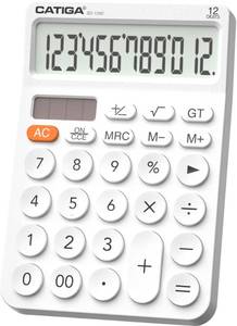 lot 18691 image: CATIGA 12 Digit Desktop Calculator Basic Desk Calculator with Large LCD Display, Big Buttons, 4 Function, Solar and Battery Dual Power, for Office, School, Home, SD-1292 White - Retail $10