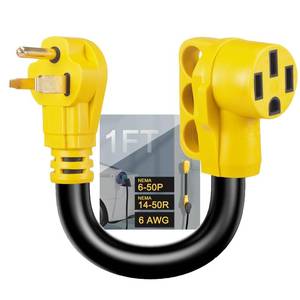 lot 18693 image: Suplevel NEMA 6-50P to 14-50R EV Charger Adapter Cord, STW 6AWG 50 Amp 240V250 Volts, 3-Prong Welder Plug to 4-Prong EV Charger Connector, for Tesla or EVSE Level 2 Charging, NOT for RV, ETL Listed - Retail $24
