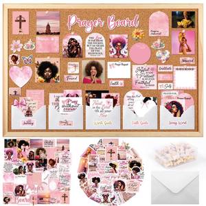 lot 18695 image: Black Women Prayer Board Kit - Vemfare 162 Pcs Prayer Board Stickers Supplies with Pins Envelope Bible Verse Quotes Cards, Pink Scrapbook Stickers, Bible Study Supplies for Women (Not Cork Board) - Retail $13