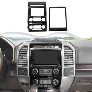 lot 18698 image: HTHE 3Pcs Interior Trim Kit Fit for F150 2015-2020, Central Control Navigation PanelEmergency Light Control SwitchStorage Compartment Decorative Frame (Carbon Fiber) - Retail $51