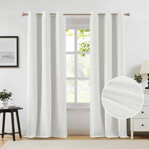 lot 18708 image: Melodieux White Linen Blackout Curtains 84 Inch Length 2 Panels Set, Thermal Insulated Room Darkening Grommet Curtains for Bedroom Living Room, Elegant Farmhouse Burlap Textured Drapes, 42x84 inch - Retail $39